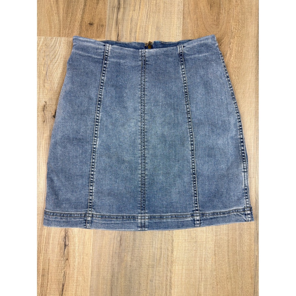 Free People Modern Femme Denim Mini Skirt Medium Wash Blue Size 6 OB502854